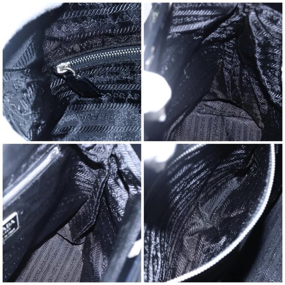 PRADA Tote Bag Nylon Leather Black Silver Auth - Picture 15 of 16